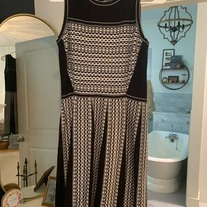 Ann Taylor Black and White Geometric Midi Dress
